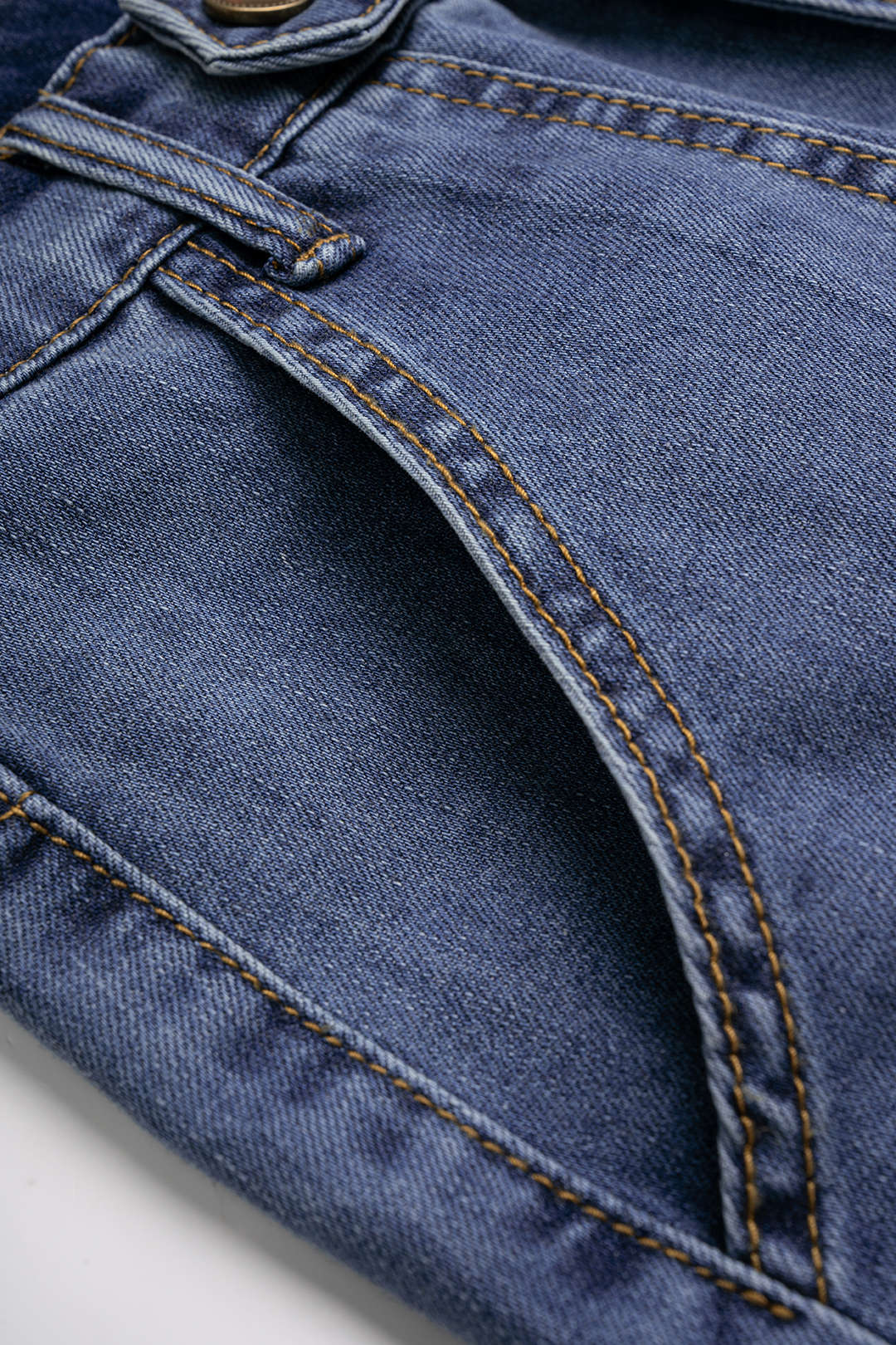 "Denim Button Pocket Short Sleeve Shirt And Skirt Set"