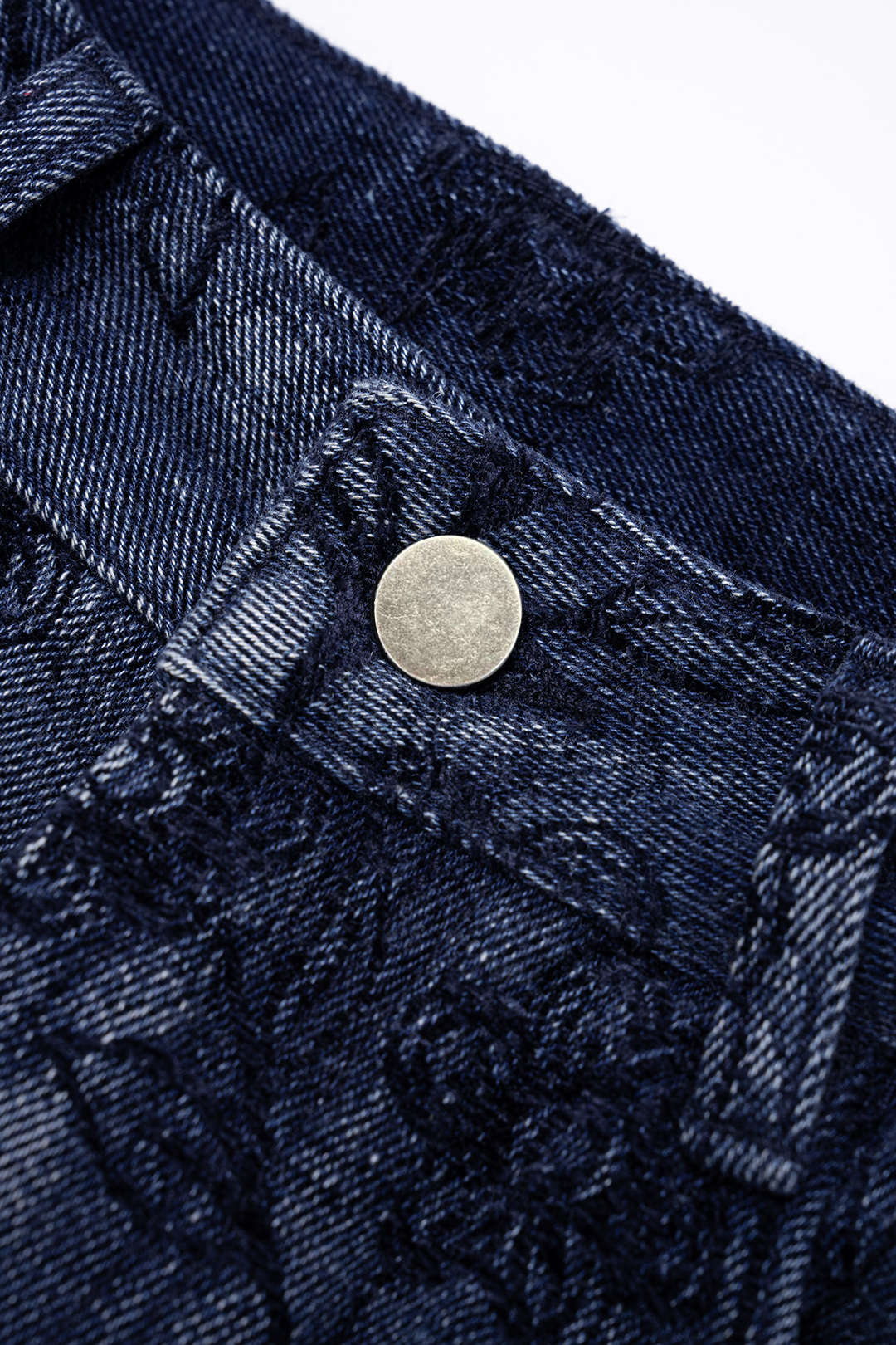 "Denim Floral Print Zipper Barrel Jeans"