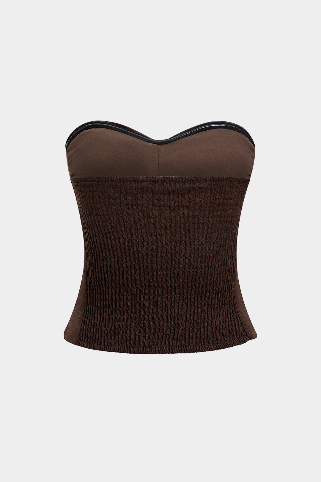 "Button Ruched Tube Top"