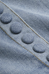 "Denim Belted Button High Waist Skirt"