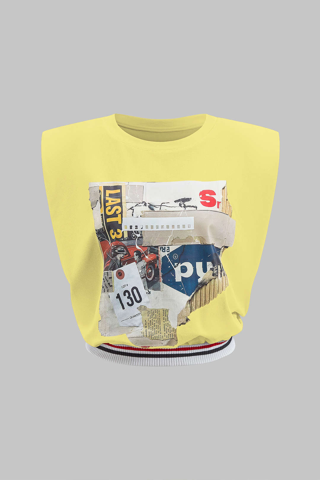 "Car Letter Digital Pattern Print Loose Sleeveless T-Shirt"