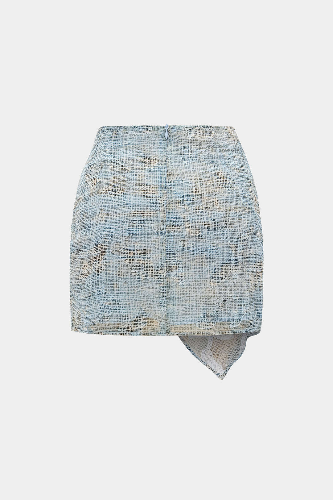 "Abstract Pattern Chiffon Zipper Metallic Sea Shell Decor Ruched Skirt"