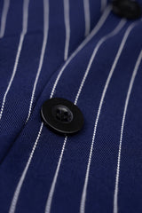"Contrast Stripes Print Button Lapel Patchwork Short Sleeve Mini Dress"