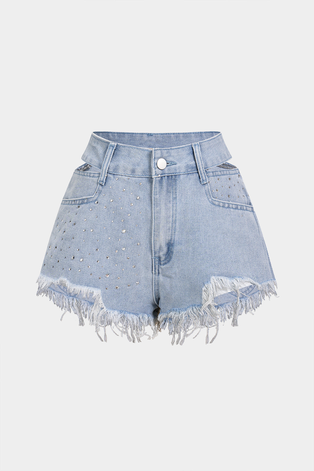 "Denim Cut Out Ripped Cut Out Pocket Shorts"