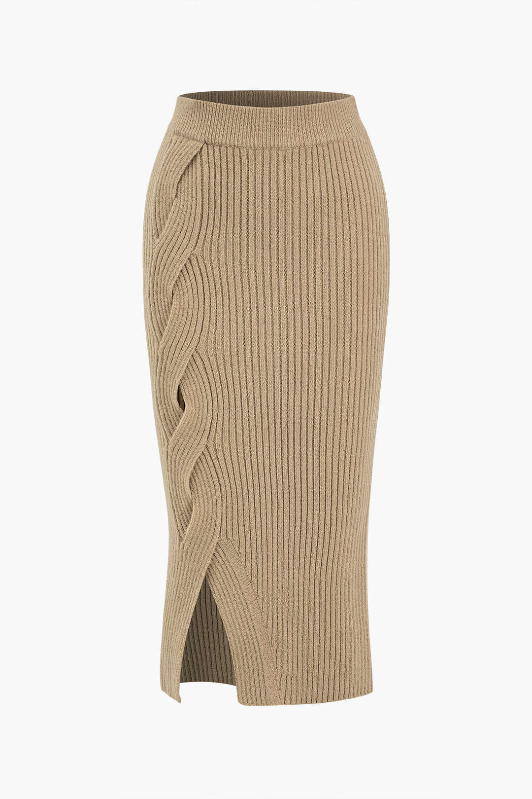 "Crossed Sweater Asymmetrical Midi Skirt"