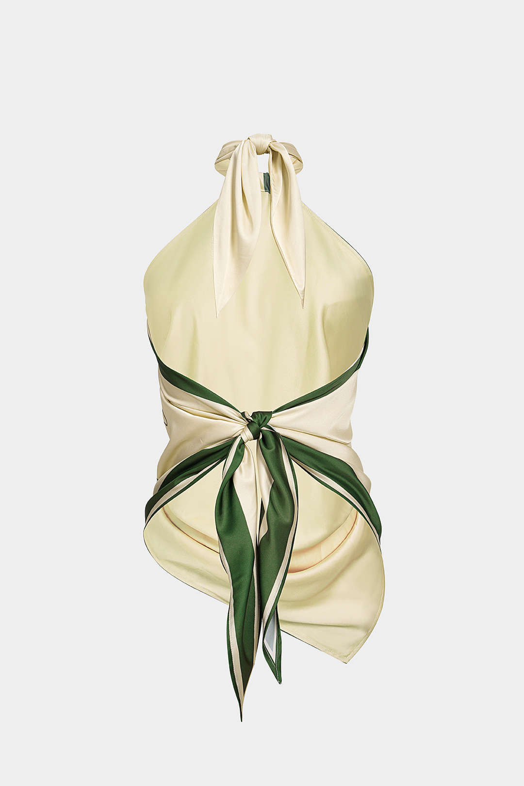 "Contrast Floral Print Satin Halter Neck Tie-Up Backless Tank Top"