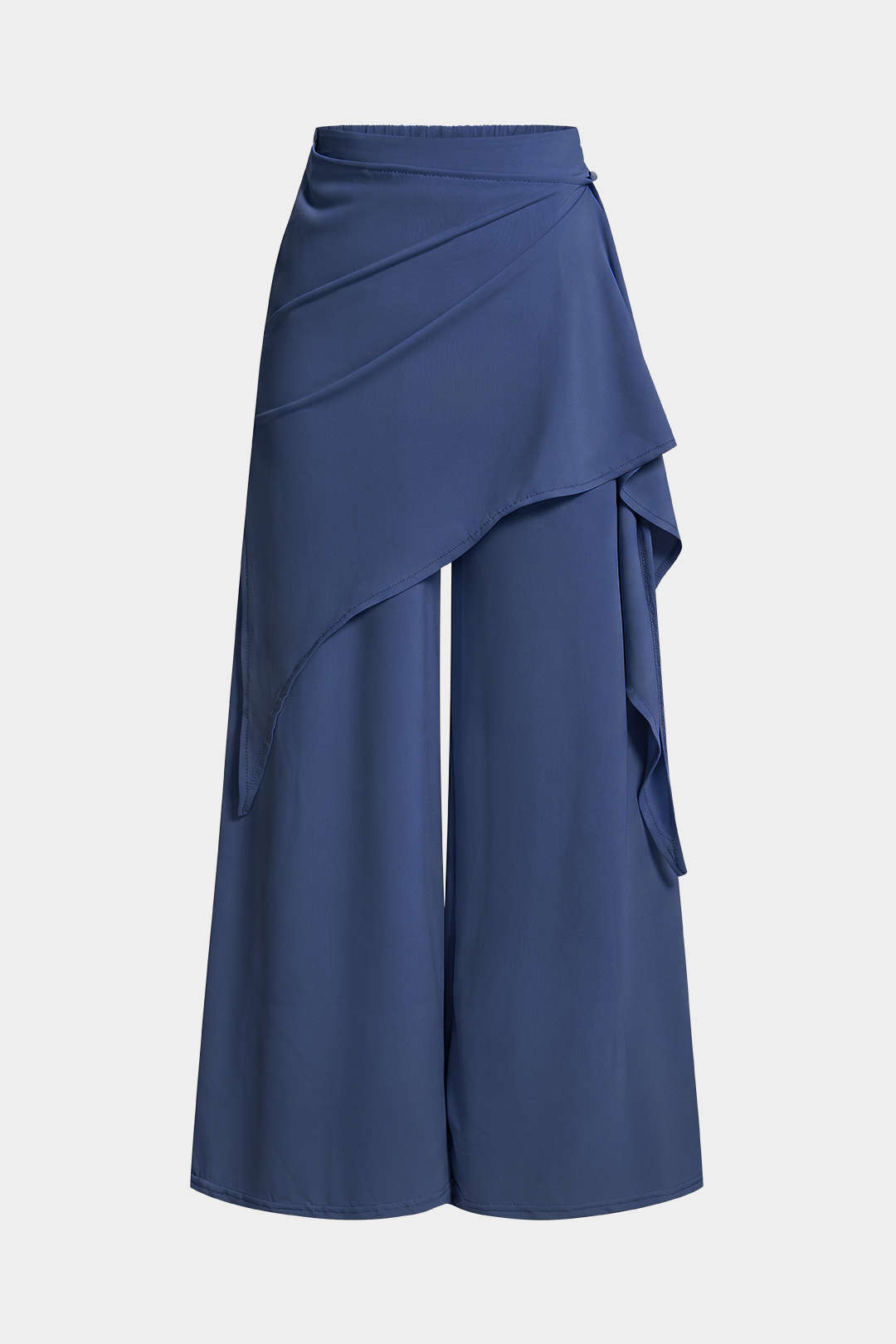 "Asymmetrical Ruched Tie-Up Wide Leg Pants"