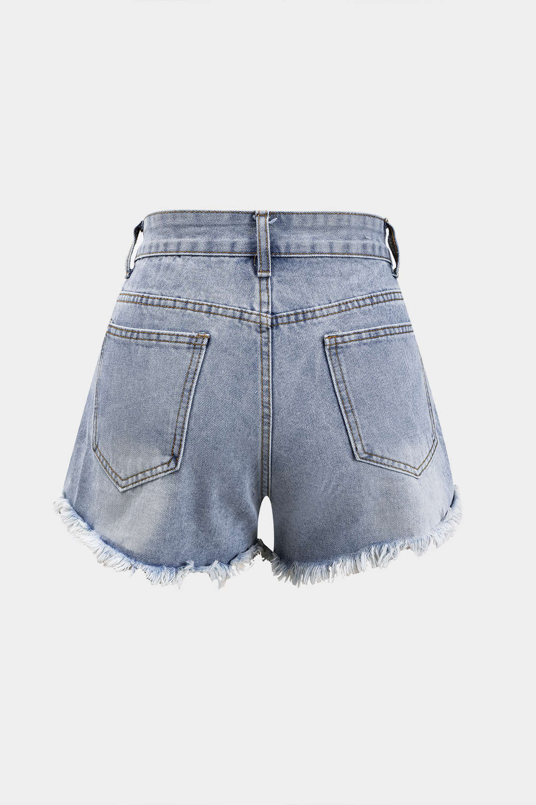 "Denim High Waist Beaded Shorts"