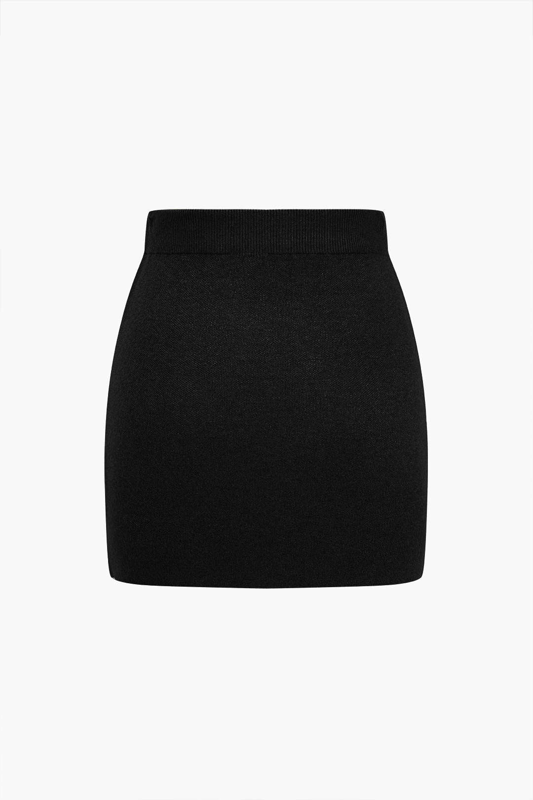 "Basic Solid Knit Mini Skirt"