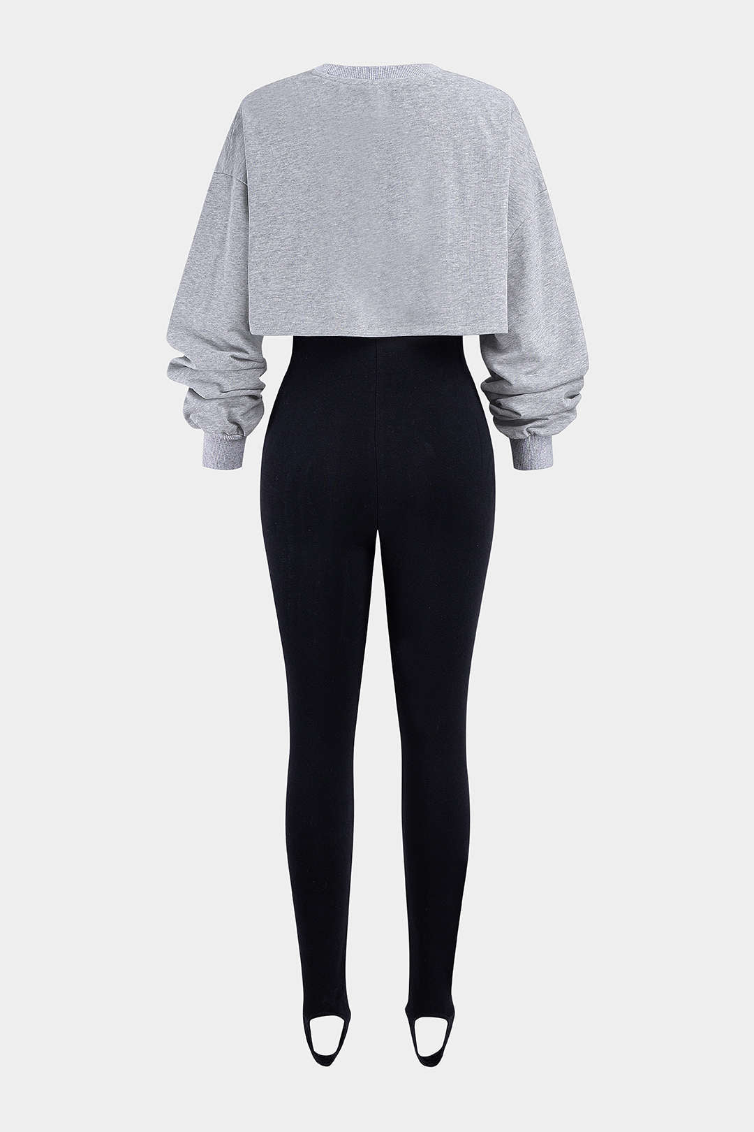 "Contrast Round Neck Asymmetrical Long Sleeve Jumpsuit"