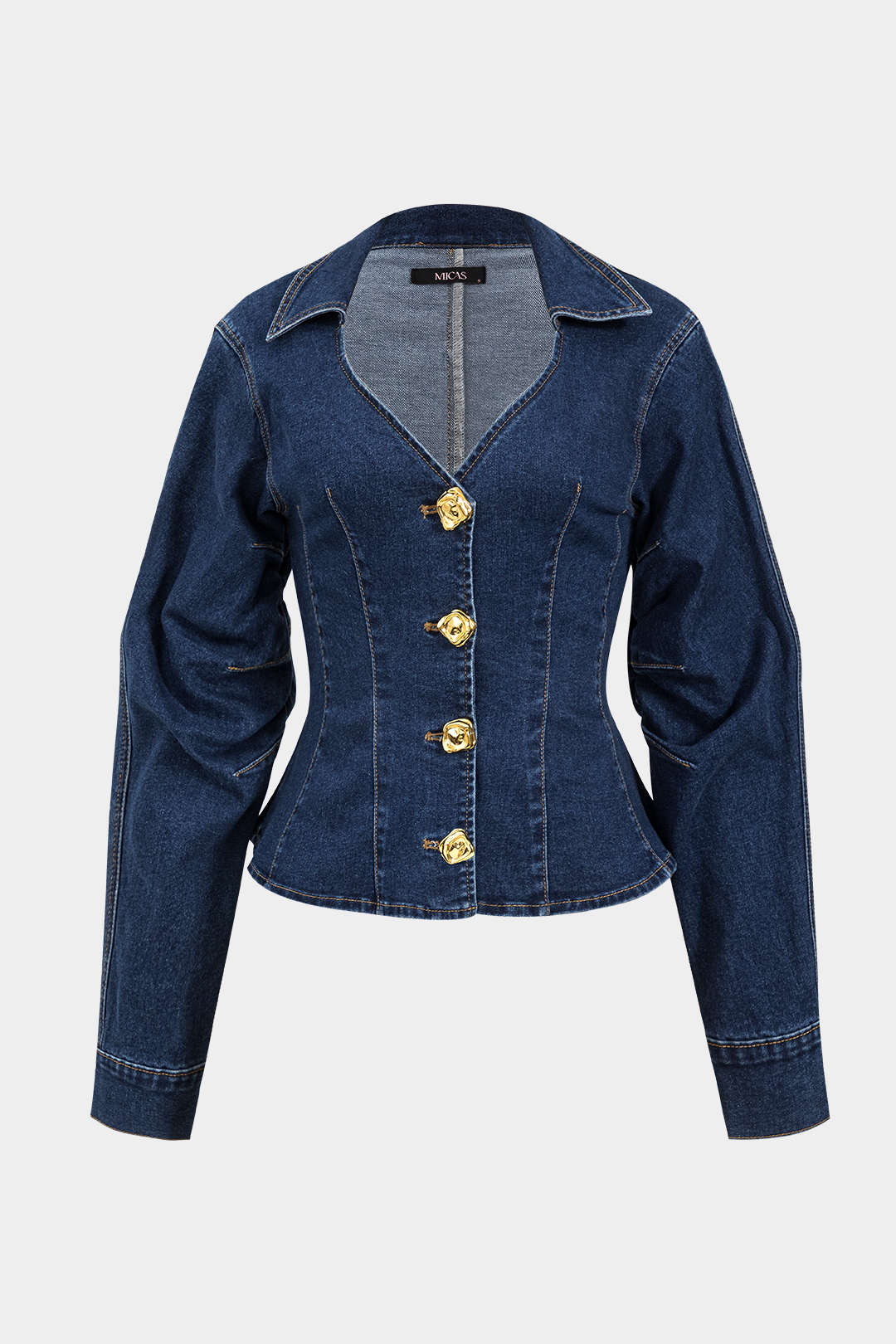 "Denim Metallic Button Outerwear"