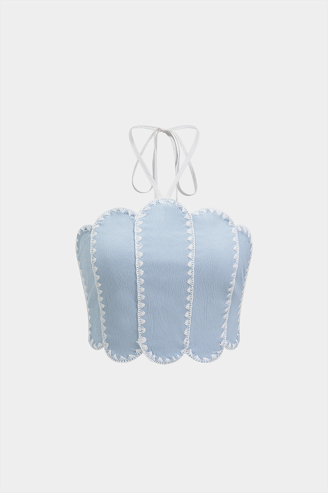 "Contrast Trim Halter Neck Tie-Up Cami Top"