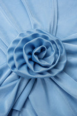 "3D Flower Decor Ruffle Ruched One Shoulder Asymmetrical Mini Dress"