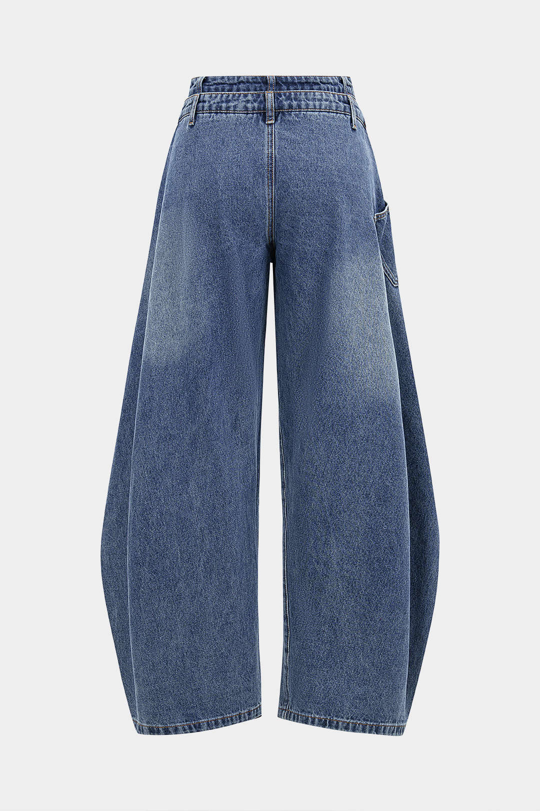 "Denim Asymmetric Button Jeans"