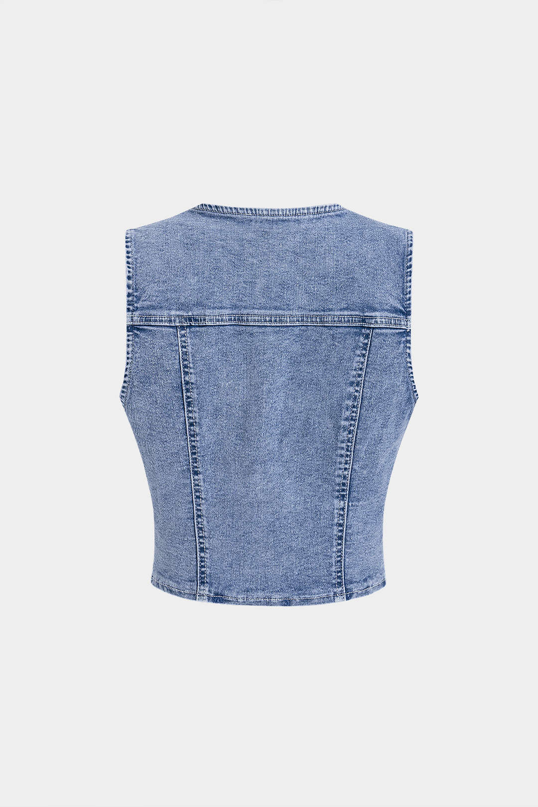 "Denim Button Cropped Vest"