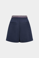 "Contrast Trim Wide Leg Shorts"