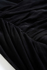 "Asymmetrical Ruched Mesh Sleeveless Mini Dress"