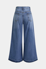 "Denim Contrast Wide Leg Jeans"