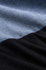 "Denim Drawstring Patchwork Crop Top"