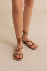 "Crossed Strappy Open Toe Sandals"