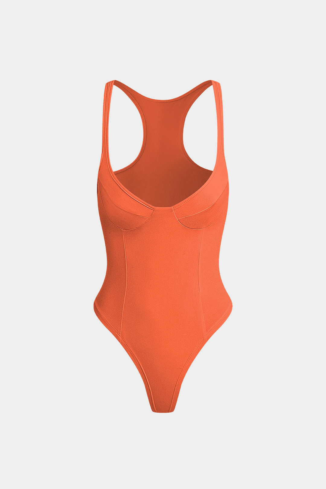 "Basic Solid Deep-V Neck Bustier Sleeveless Bodysuit"