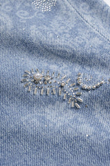 "Denim Artistic Print Rhinestone Straight Leg Jeans"