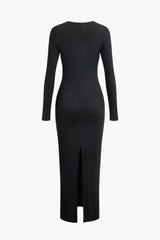 "Asymmetrical Neck Slit Maxi Dress"