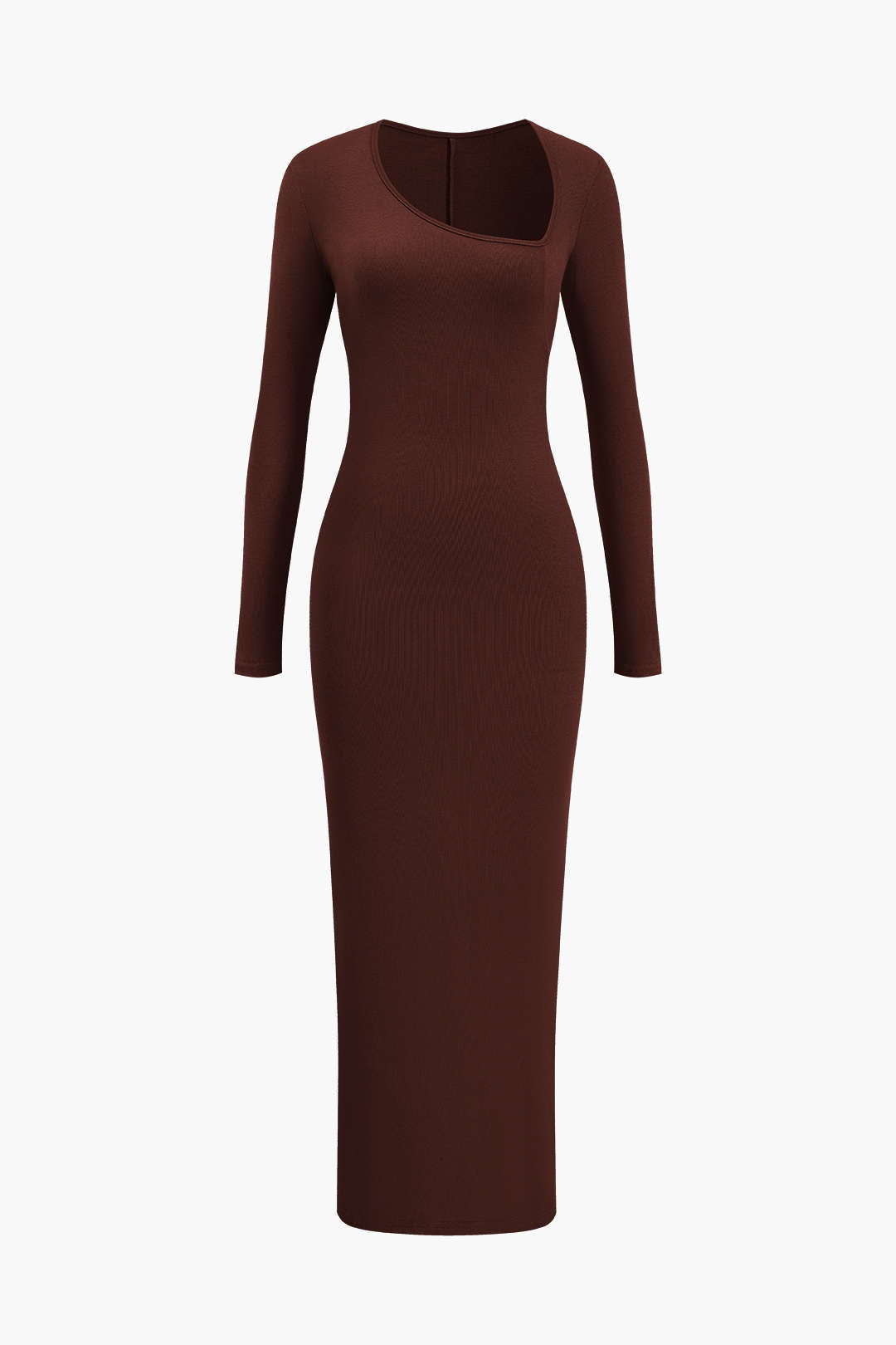 "Asymmetrical Neck Slit Maxi Dress"
