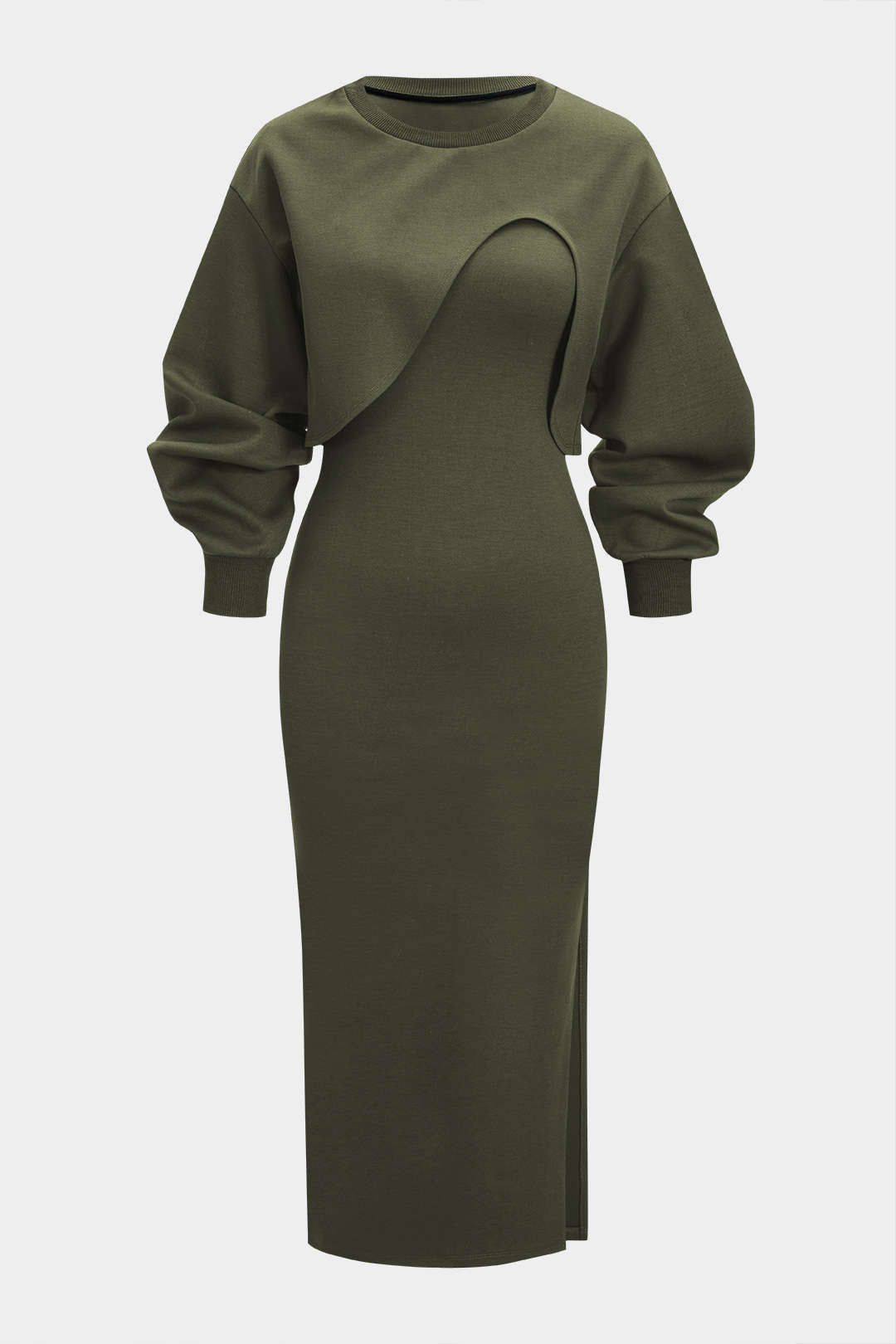 "Asymmetrical Long-Sleeve Top And Sleeveless Dress Set"