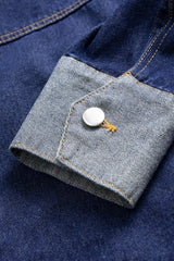 "Denim Button Patchwork Outerwear"