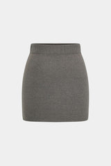 "Basic Solid Knit Mini Skirt"