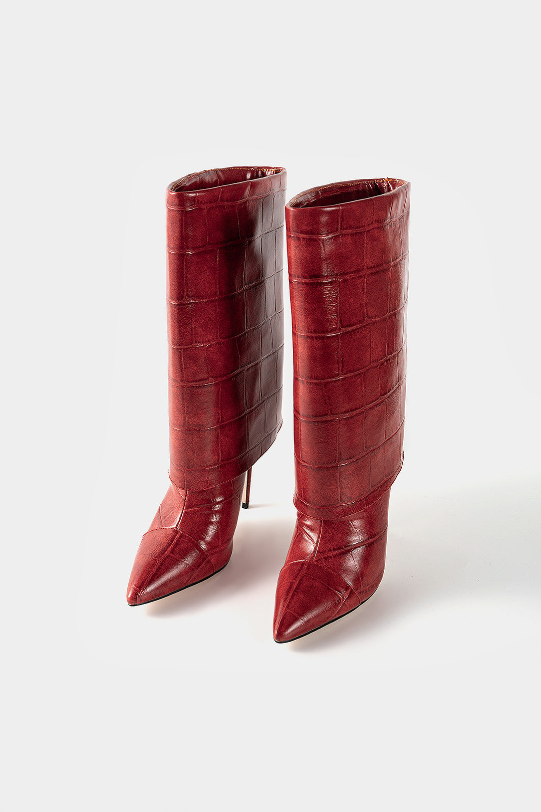 "Crocodile Print Mid Calf Boots"