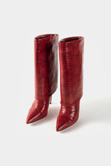 "Crocodile Print Mid Calf Boots"