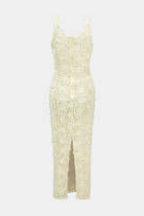 "Appliques V-neck Slit Maxi Dress"