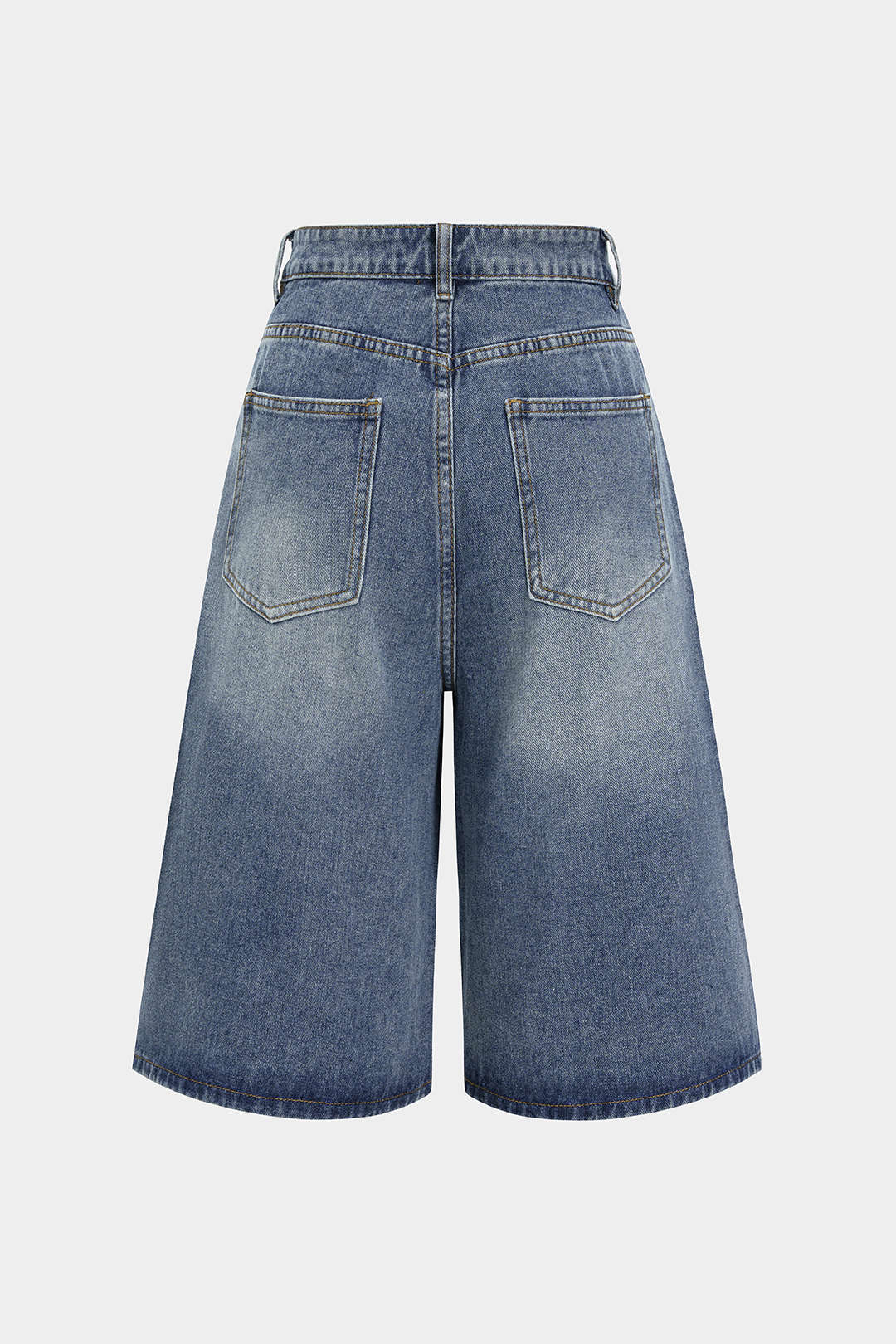 "Denim Asymmetrical Button Shorts"