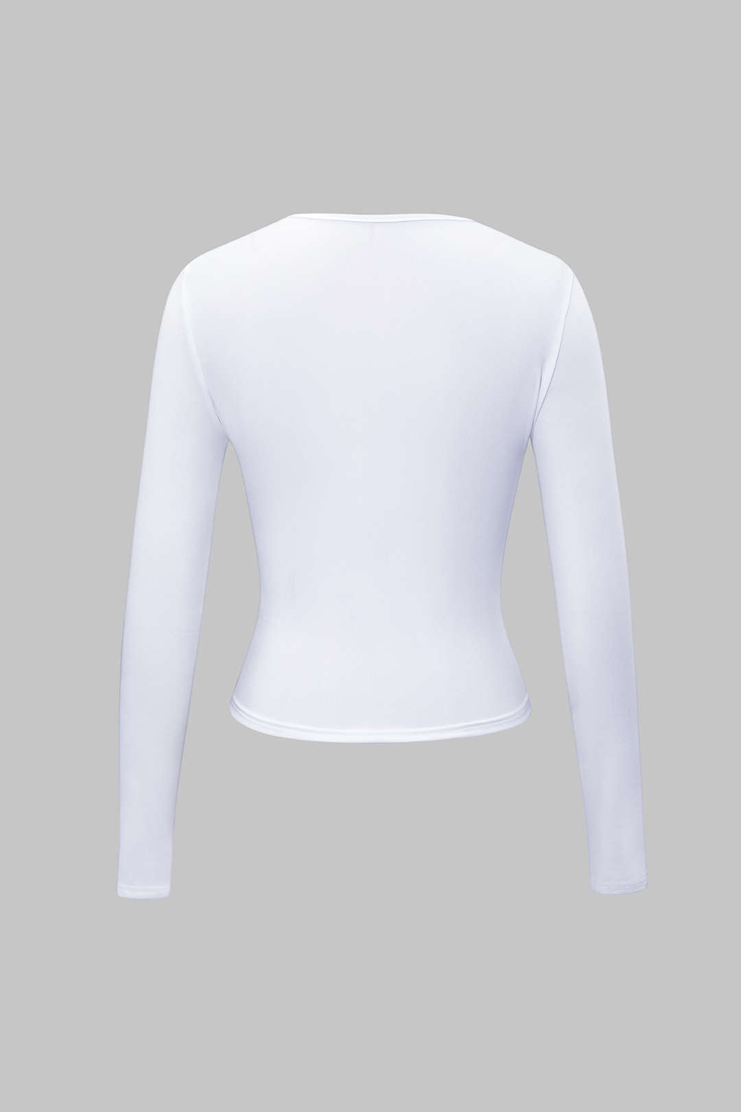 "Basic Solid Round Neck Long Sleeve Top"