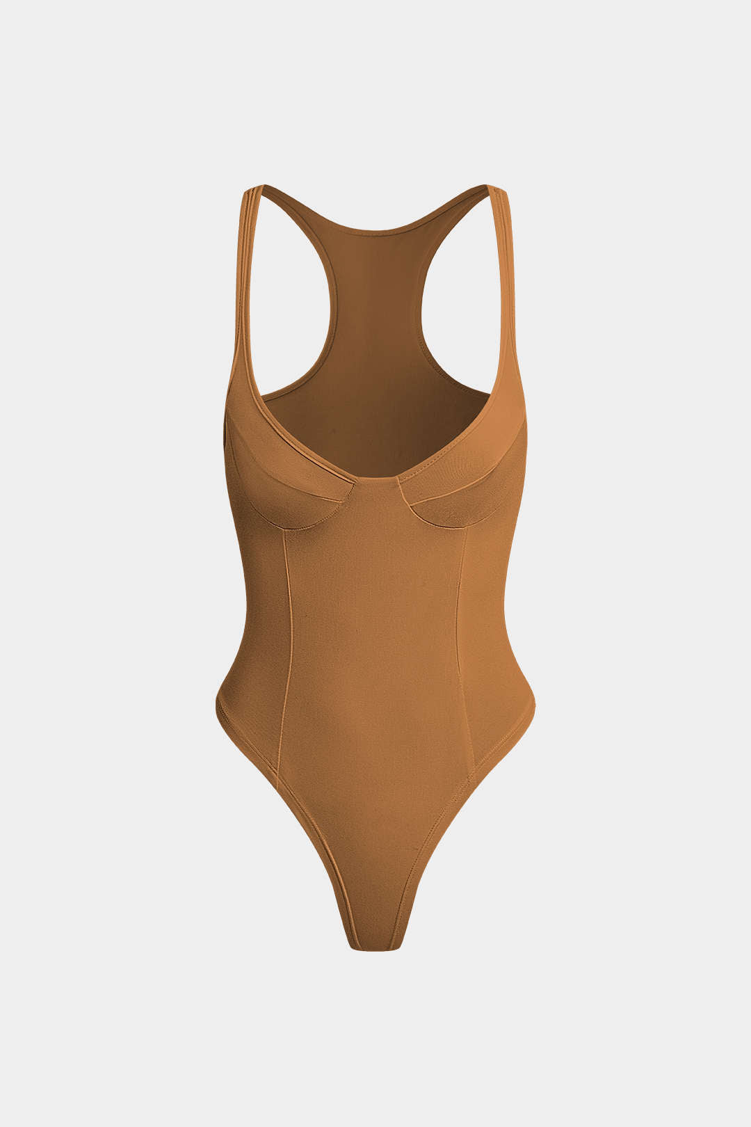 "Basic Solid Deep-V Neck Bustier Sleeveless Bodysuit"