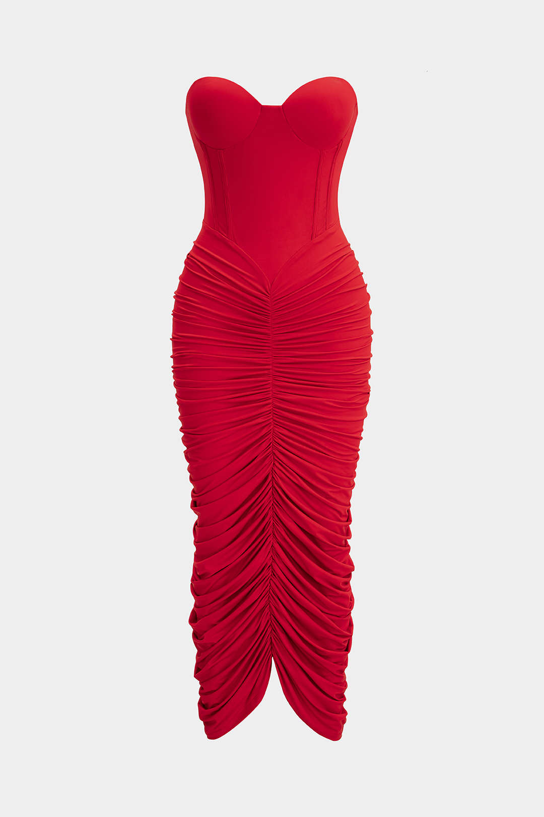 "Contrast Ruched Corset Strapless Sleeveless Maxi Dress"