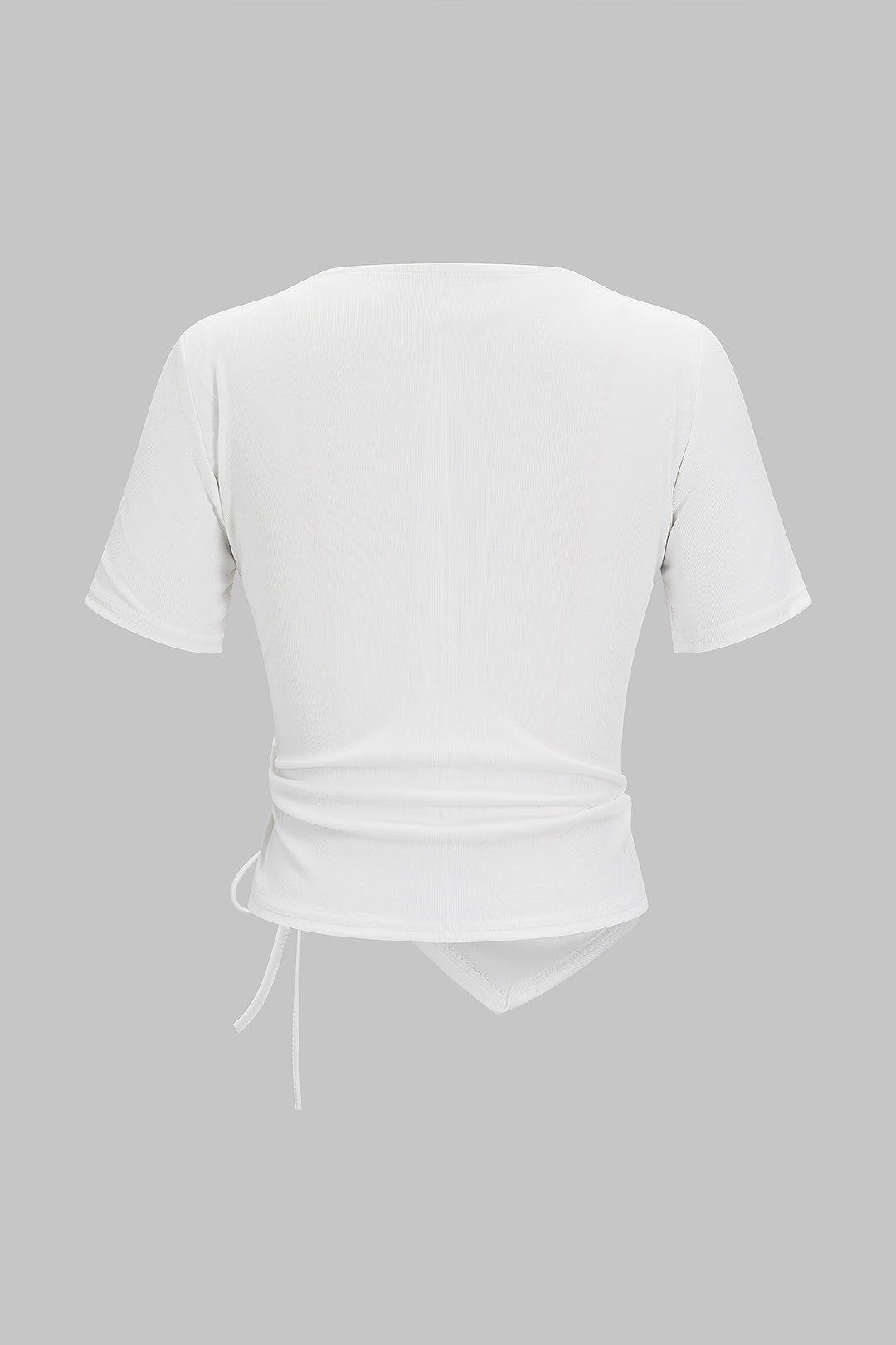 "Asymmetrical Drawstring Short Sleeve T-Shirt"