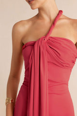 "Asymmetrical Twist Knot Ruched Sleeveless Mini Dress"