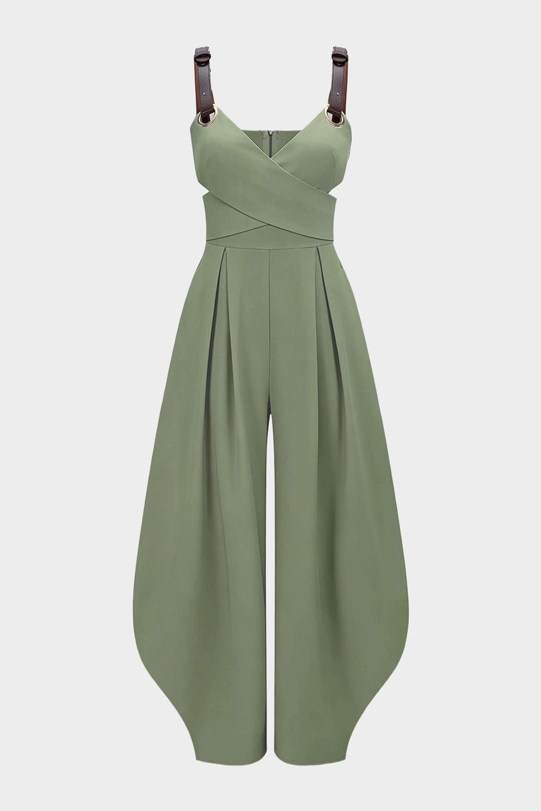 "Crossed Cut Out V-Neck Sleeveless Jumpsuit"