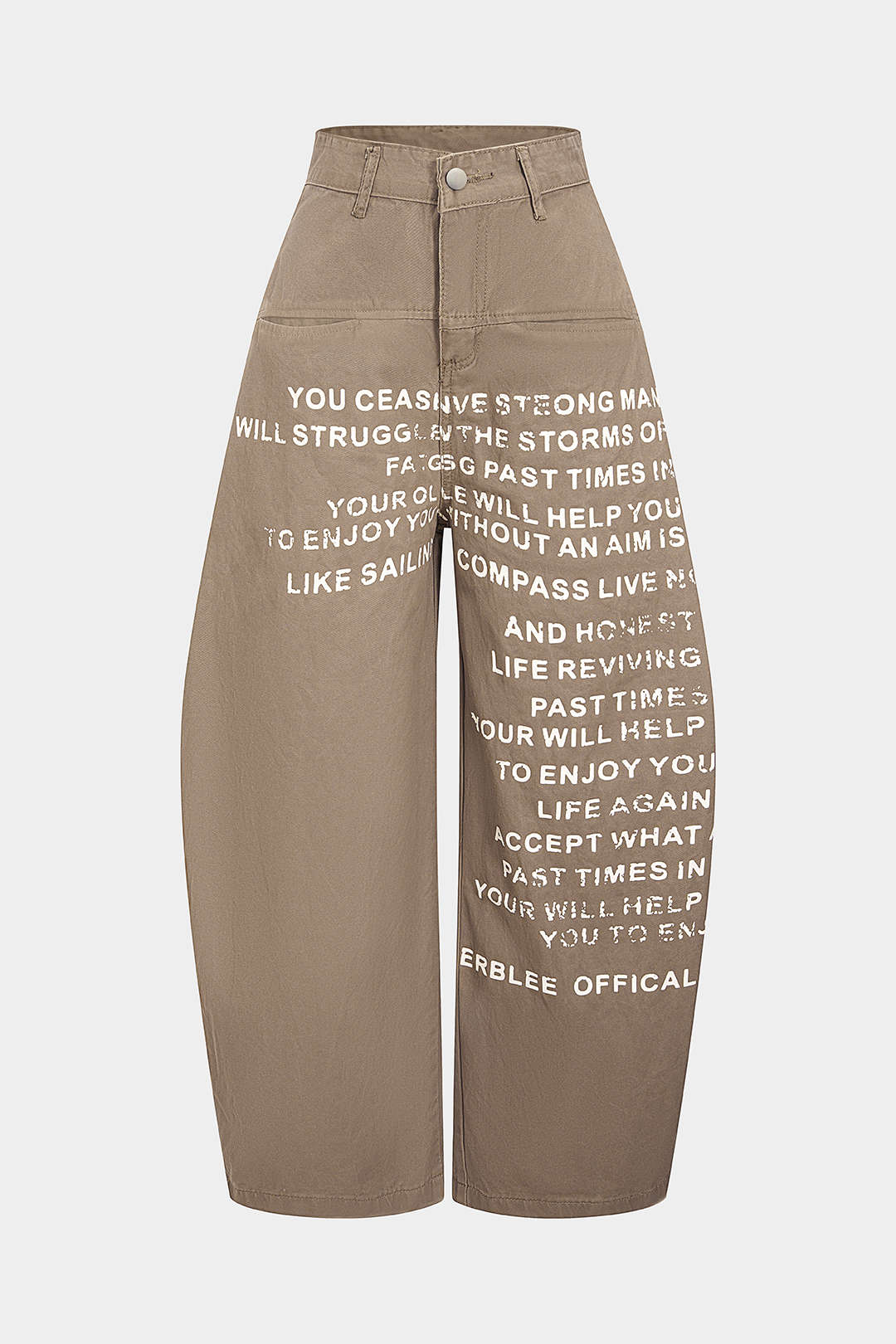 "Denim Letter Print Barrel Jeans"