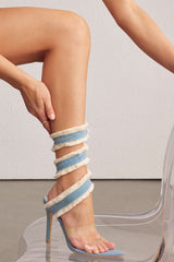 "Denim Lace-up High Heel Sandals"
