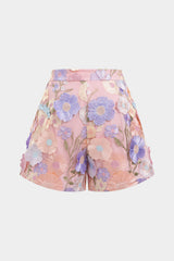 "3D Floral Textured Shorts"