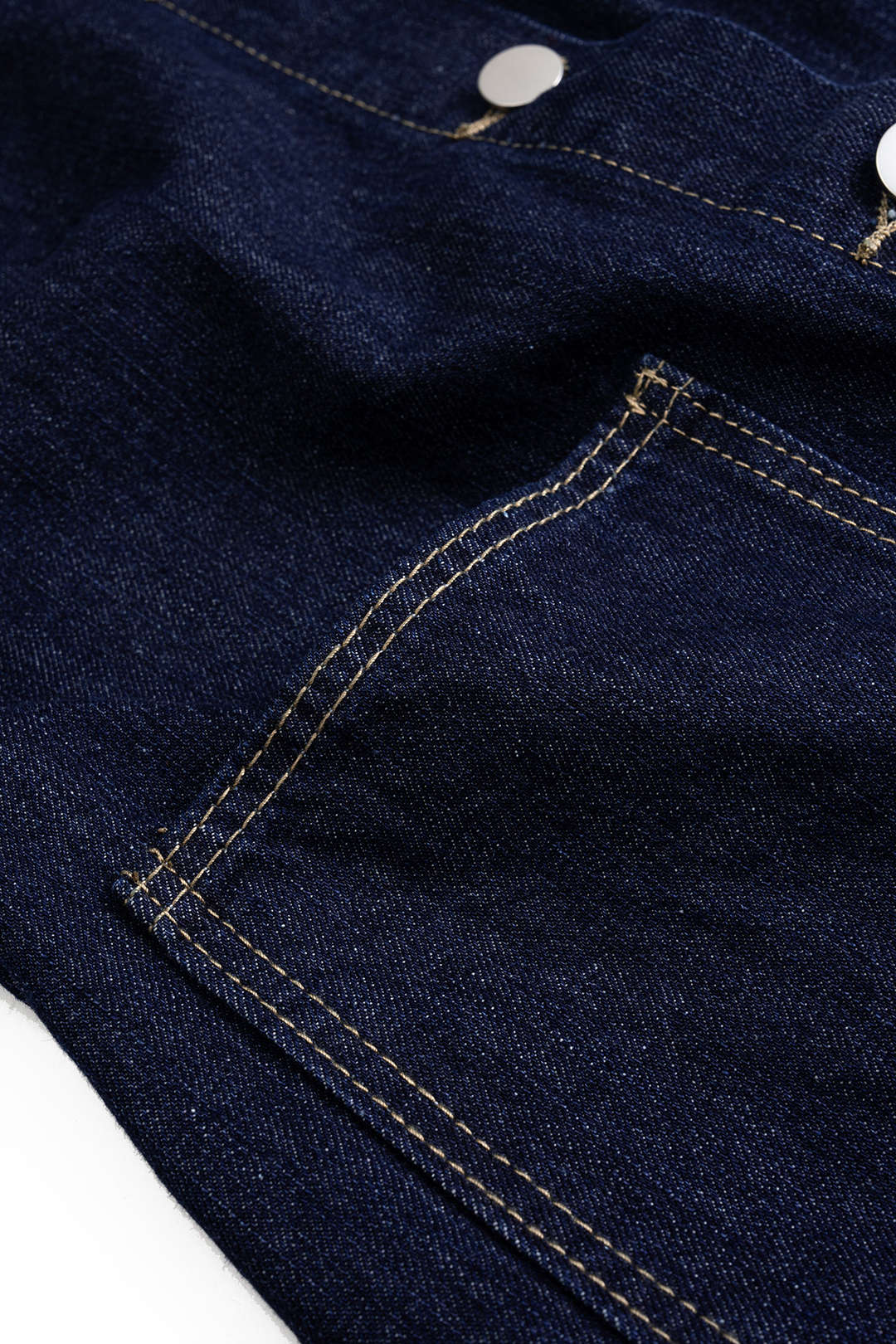 "Denim Button Cuffed Long-Sleeve Top"