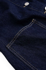 "Denim Button Cuffed Long-Sleeve Top"