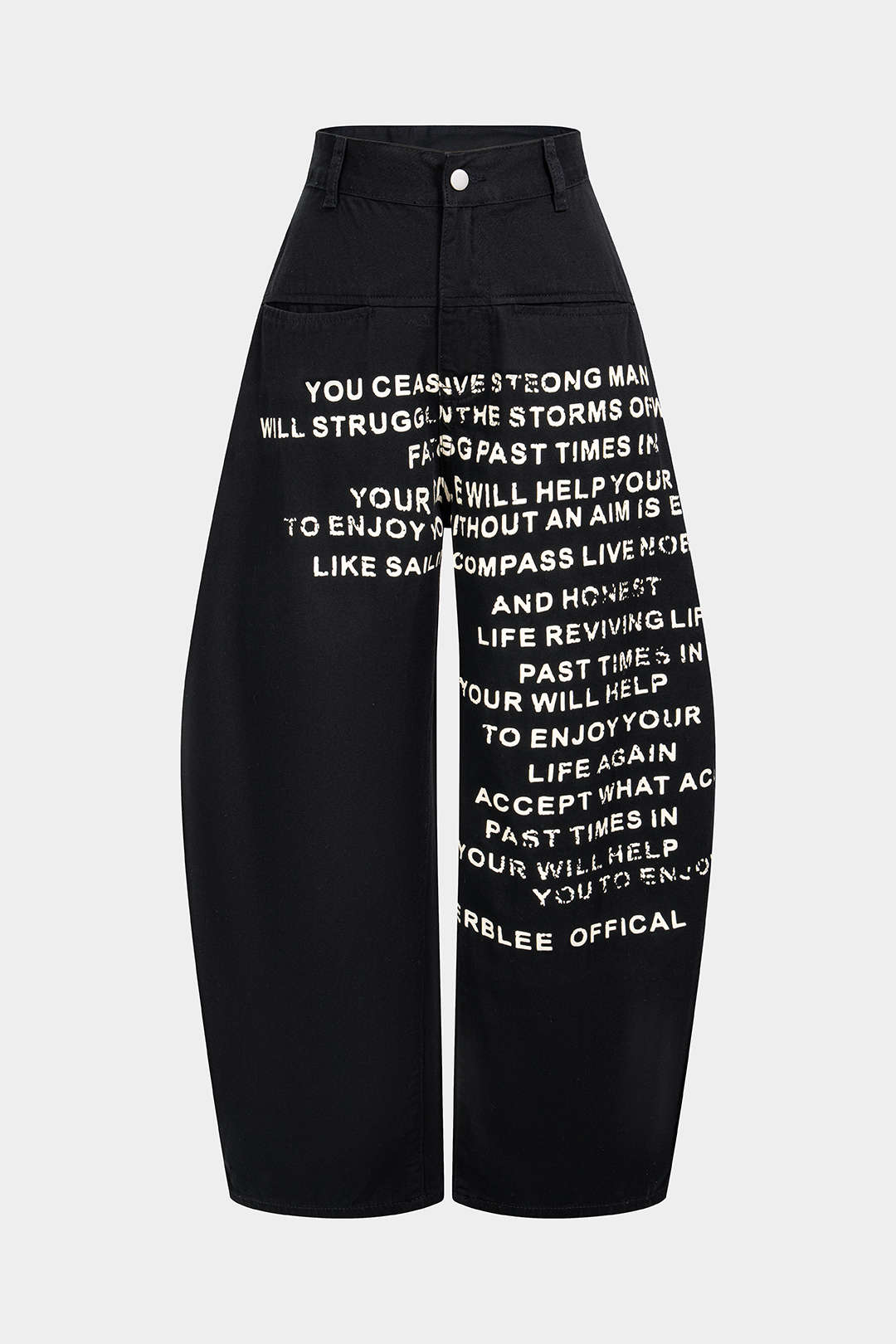 "Denim Letter Print Barrel Jeans"
