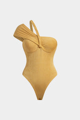 "Asymmetrical Braided One Shoulder Sleeveless Bodysuit"
