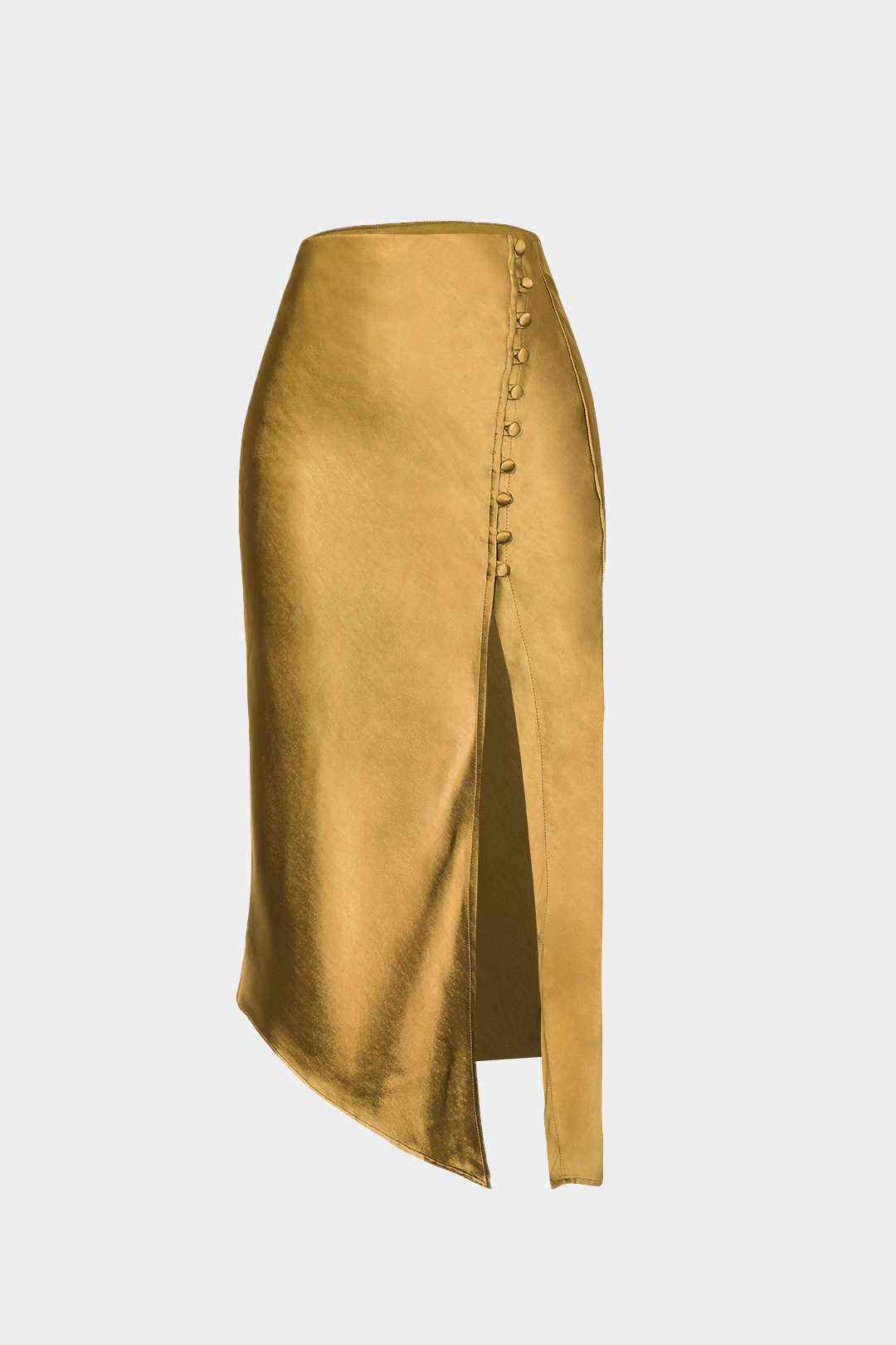 "Asymmetric Hem Split Button Decor Skirt"