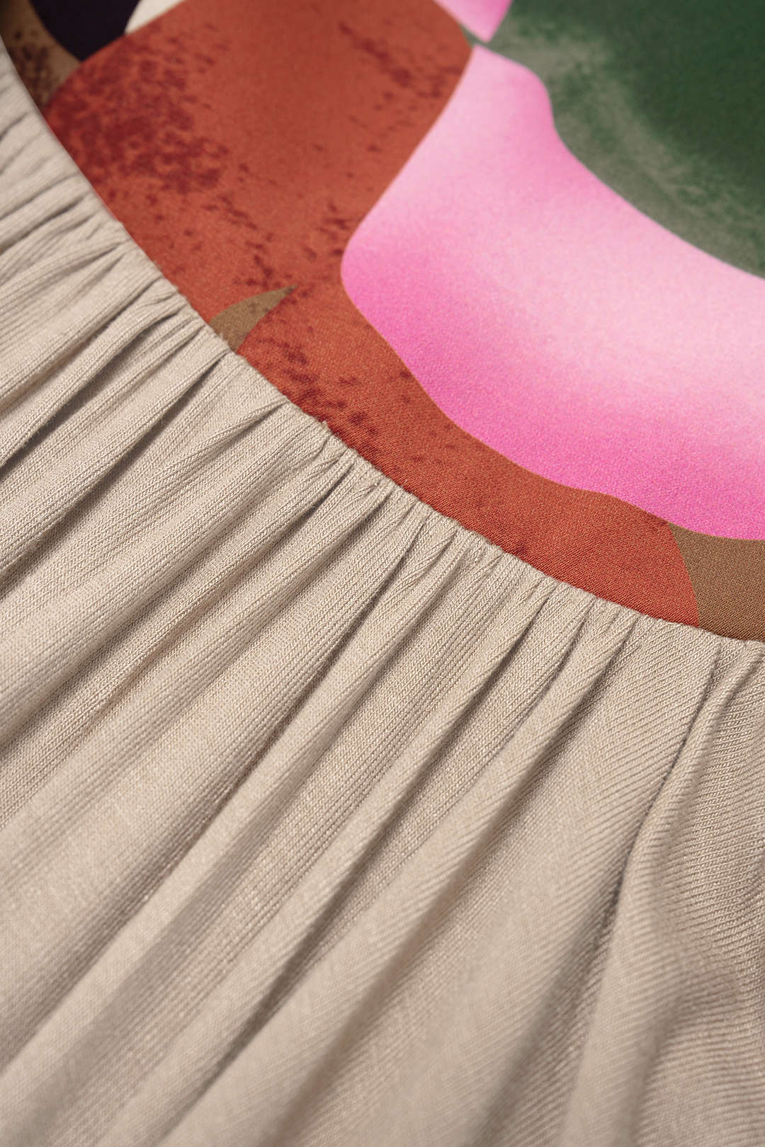 "Abstract Print V-Neck Ruched Zipper Sleeveless Maxi Dress"